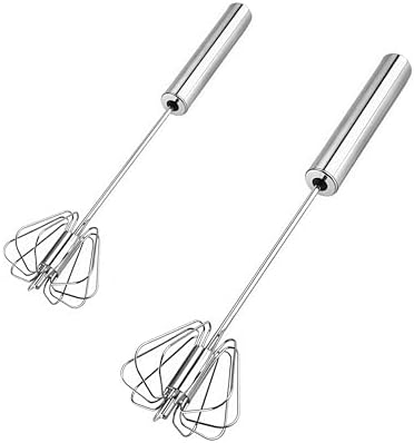 Stainless Steel Egg Whisk, Digead Hand Push Rotary Whisk Blender, whisks for cooking, Hand Push Mixer Stirrer for Blending, Whisking, Beating & Stirring (10+12in)
