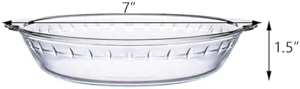 7" Glass Pie Pan for Baking with Handles Easy Grab 2PCS Round Pie Baking Dishes for Apple Pie Pumpkin Pie Salads Desserts Serving Plates