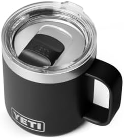 YETI Rambler 10 oz Ceramic Lined Stackable Mug, Vacuum Insulated, Stainless Steel with MagSlider Lid, Black