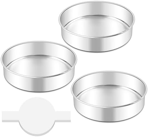 LIANYU 8 Inch Cake Pan Set of 3, Round Baking Pans for Layer Birthday Cake