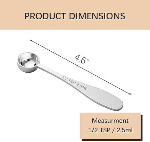2PCS 1/2TSP(2.5ML) Measuring Spoon, 18/8(304) Stainless Steel Tablespoon