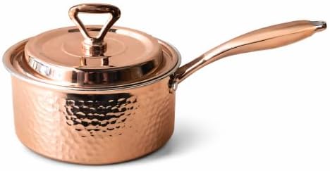 YJX Hammered Saucepan with Lid, Sauce Pan with Handle for Soup or Milk