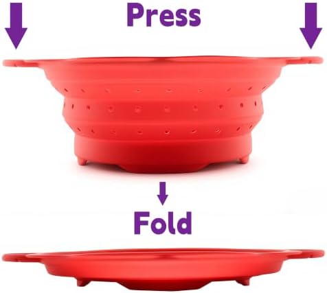 Collapsible Silicone Colander for Kitchen，Foldable Pasta Vegetable Strainer