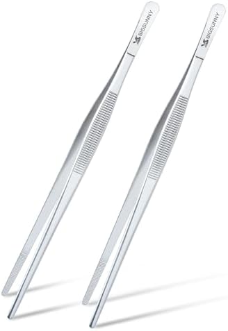 2 Pcs 8.5 Inch Kitchen Tweezers Fine Tweezer Tongs, MSY BIGSUNNY Stainless Steel Food Tweezers Multi-function Cooking Tongs Kitchen Serving Tong