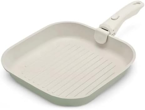 Gourmetific® Grill Pan [FOR INDOOR COOKING] - Non-Stick Square Frying Pan for Stove Tops & other Cooking Tops - Perfect for Grilling Steak, Bacon & Grilled Cheese - Non-Toxic Aluminum Pan (Green)