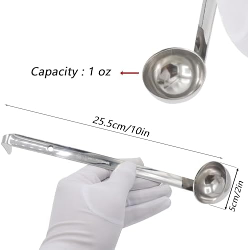 3-Pack Stainless Steel Soup Ladle Set with Hooked Long Handle 1 oz