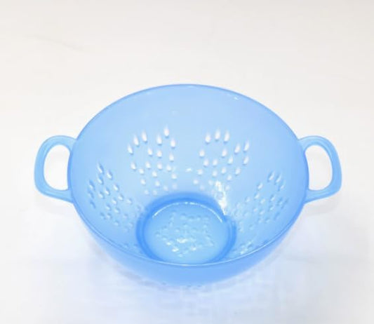 Heavy Duty 6 Inch Mini Food Colander, Dishwasher Safe with Double Handles for Fruit Vegetable BPA Free (Transparent blue)