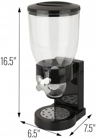 Honey-Can-Do Dry Food Dispenser, Single Control, Black/Chrome