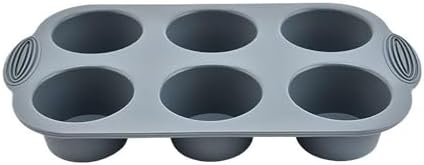 Silicone Muffin Pans for Baking- 6-cavity Nonstick Cupcake Pan Baking Tray, Food Grade And Bpa Free, Easy Release & Clean, Oven & Dishwasher Safe, for Brownies, Custards &muffin, Cupcakes (Gray)