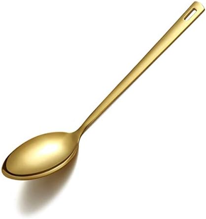 Berglander Gold Cooking Spoon, Stainless Steel Solid Serving Spoon Titanium Gold Plating, Basting Kitchen Spoon For Cooking, Dishwasher Safe, Easy to Clean