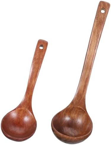 2 Pcs Wooden Ladle Set, Wood Ladle Keelwood, 2 Sizes
