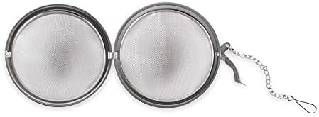 RSVP International Endurance Collection Mesh Loose Leaf Tea Strainer/Infuser Ball, 18/8 Stainless Steel and Dishwasher Safe, 3" Diameter