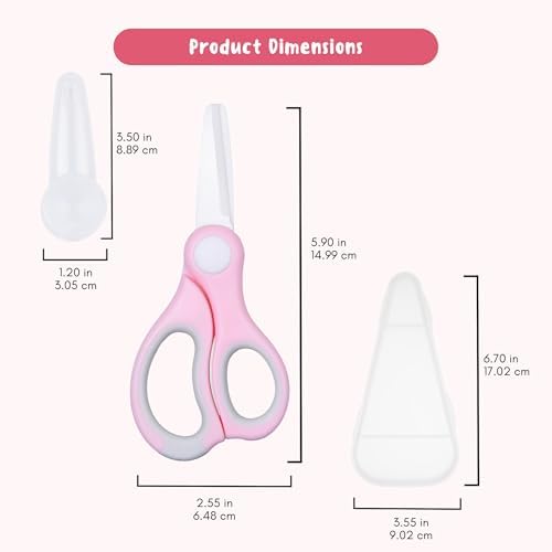 Ceramic Baby Food Scissors - Portable Shears - Healthy Food Cutter with Dust Cover and Storage Case - Cuts Meat, Chicken, Vegetables, Fruits (2-Pack) (Pink - 2 pack)