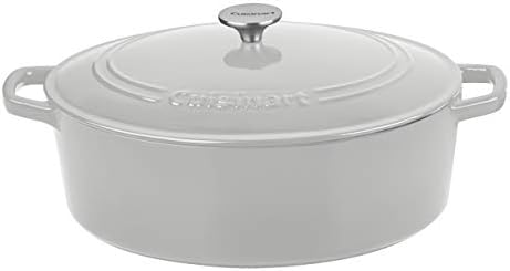Cuisinart Chef's Classic Enameled Cast Iron Dutch Oven with Lid, Porcelain Enameled Interior, Oven Safe, Induction Compatible, 7-Quart, Oval, Cool Grey