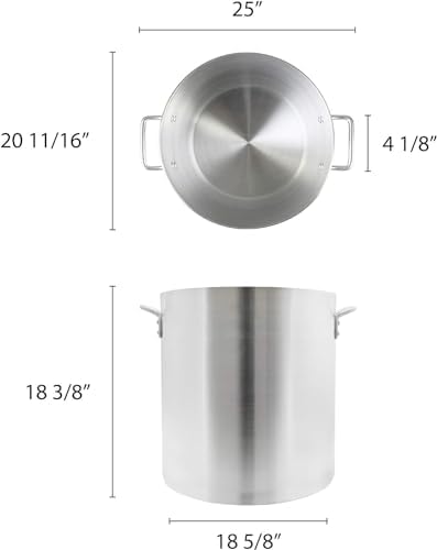TrueCraftware- 100 qt. Heavy-Duty Aluminum Stock Pot with Riveted Handle 6mm Thickness- Multipurpose Pot Cookware Large Stockpot For Cooking Simmering Soup Stock Home Kitchen