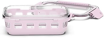 Ello Duraglass 1.75 Cup Glass Meal Prep Container with Lid, Pink Cashmere