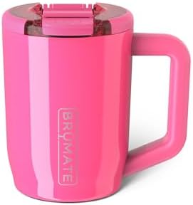 BrüMate Müv - 15oz 100% Leak Proof Insulated Coffee Mug with Handle & Lid - Stainless Steel Coffee Travel Mug - Double Walled Coffee Cup (Neon Pink)