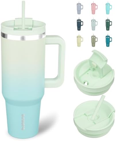 BJPKPK 40 oz Insulated Tumbler with Handle & Straw, Stainless Steel