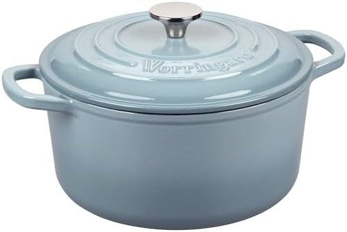 VORRINGARD Enameled Cast Iron Dutch Oven Pot with Lid, for Sourdough Bread Baking, Round Dutch Ovens, 6 Quart, Sea Salt