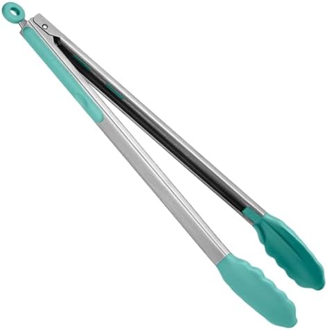 U-Taste Kitchen Tong for Cooking, 480ºF Heat-Resistant Tps, 16in/Aqua Sky