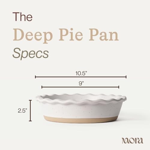 MORA Ceramic Pie Pan for Baking - 9 inch - Deep and Fluted Pie Dish for Old Fashion Apple Pie, Quiche, Pot Pies, Tart, etc - Modern Farmhouse Style Porcelain Ceramic Pie Plate - Nebula