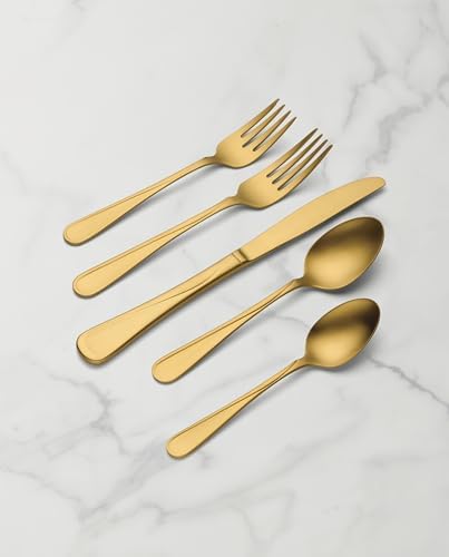 Oneida Flatware Flight Gold Satin 18/0 Silverware Set for 4, (20-Piece)