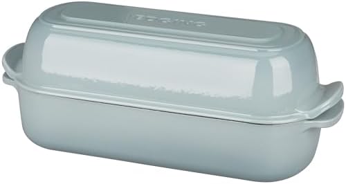 EDGING CASTING Enameled Cast Iron Loaf Pan with Lid, Bread pan, Dutch Oven Bread pan for Homemade Sourdough Bread Baking, 12.5x5.5 inch, 5qt, Seasalt