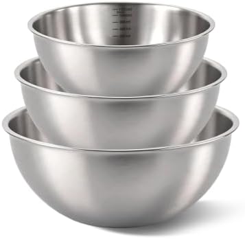 Stainless Steel Mixing Bowls Set, 3-Piece, Thicker-Gauge, Stackable
