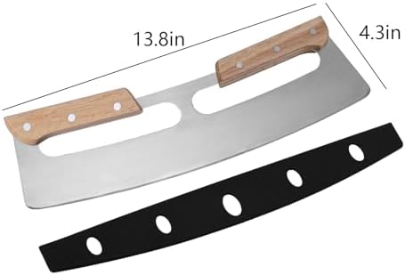2 Pack Pizza Cutter Rocker with Wood Handles & Protective PP Cover