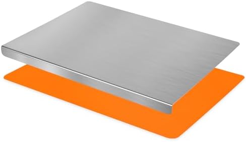 HUAKENER Large Stainless Steel Cutting Boards for Kitchen with Silicone Mat