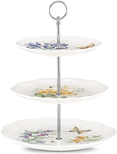 Lenox Butterfly Meadow Porcelain 3-Tier Serving Tray