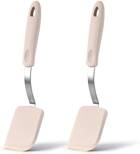 2 Pcs Mini Silicone Cookie Brownie Spatula,Solid Flat,Khaki