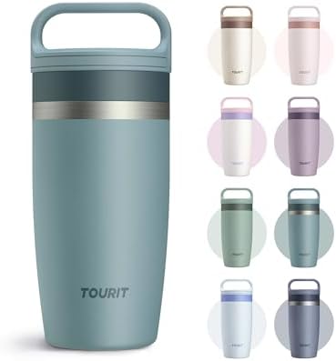 TOURIT Travel Coffee Mug 16 oz,Leakproof 2-Part Lid Tumbler,Dark Green