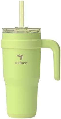 REDUCE 24 oz Stainless Steel Tumbler with Handle - Dual-Wall Vacuum Insulated Travel Mug, Sweat-Proof Lid & Reusable Straw - Keeps Drinks Cold for 24 Hrs, Fits Cupholders, Dishwasher Safe - Mojito