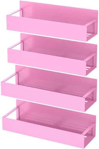 HuggieGems Metal Magnetic Spice Rack for Refrigerator Pink, 4 Pack
