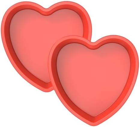 10 inch Heart Shaped Cake Pans, 2 Pack Nonstick Silicone Heart Cake Pans