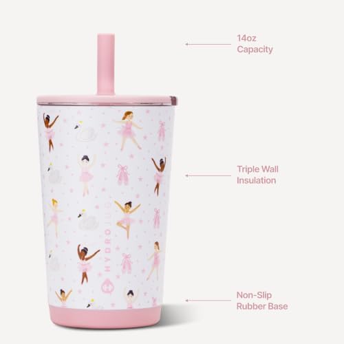 HydroJug Everyday Tumbler 14 Oz Ceramic-Lined Straw Cup Ballerina