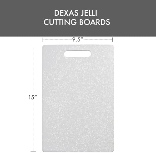 Dexas Classic Jelli Cutting Board with Handle, 9 by 15 inches, White Granite Pattern