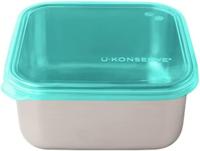 U-Konserve 50 oz Stainless Steel Bento Box Food Container Teal Silicone Lid