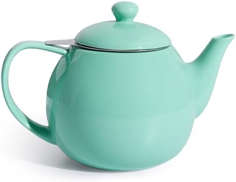Sweese Teapots for Tea, 27 oz Porcelain Tea pot with Removable Stainless Steel Infuser, Tea Pots for Loose Tea - Mint Green