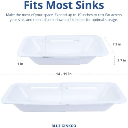 Blue Ginkgo Over Sink Colander, Extendable Kitchen Strainer, White