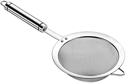 5.5inch 304 Stainless Steel Fine Mesh Strainer for Kitchen, Colander-Skimmer with Handle, Metal Sieves Sifters
