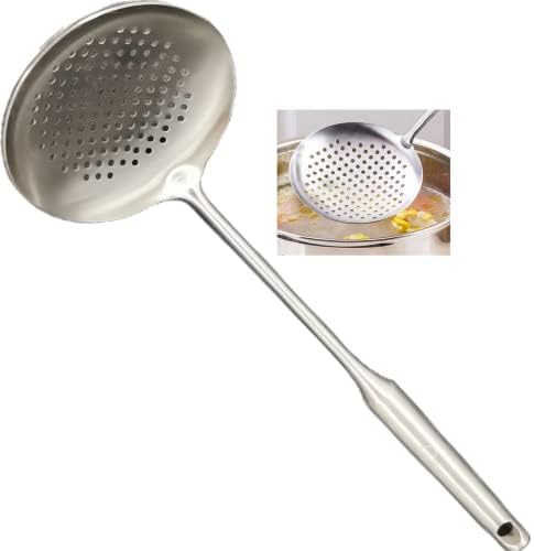Skimmer Stainless Steel Large Slotted Spoon Colander Strainer Ladle for Cooking Heat Proof Hollow Handle Serving Utensil 14.96 inches