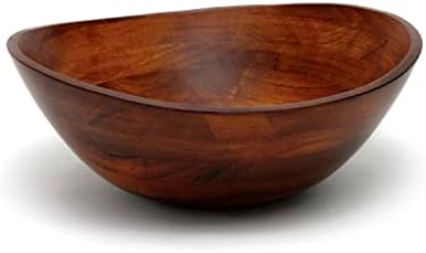 Lipper International Rubberwood Wavy Rim Bowl with Cherry Finish for Fruits, Salads, or Popcorn, Large, 13" x 12.5" x 5", 155.54 Fl. Oz., Single Bowl