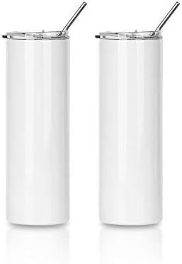 PYD Life 2 Pack Sublimation Blanks Tumblers Straight Skinny 20 OZ