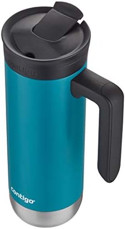 Contigo Superior 2.0 Stainless Steel Travel Mug with Handle Leak-Proof Lid Double-Wall Insulation for Hot & Cold Beverages,20oz,Juniper,Ideal for Commuting and Travel,(Pack of 4)