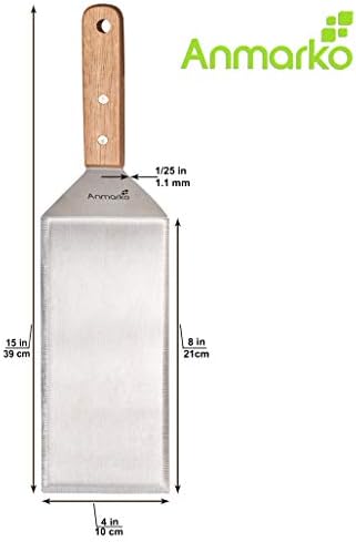 Stainless Steel Metal Griddle 4 x 8 inch Spatula - Spatula Hamburger Turner Scraper - Pancake Flipper - Great for BBQ Grill and Flat Top Griddle - Commercial Grade