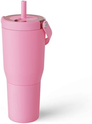 BrüMate Resa 35oz 100% Leakproof Travel Tumbler with Handle & Straw | Flexible SoftSip Straw | Silicone Sleeve for Durability | Stainless Steel | Cup Holder & Travel Friendly Water Bottle | (Primrose)