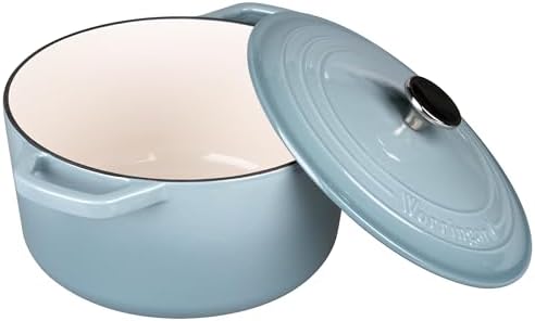 VORRINGARD Enameled Cast Iron Dutch Oven Pot with Lid, for Bread Baking, Round Bread Oven- include Sourdough Bread Baking Supplies Set, 6QT, Sea Salt