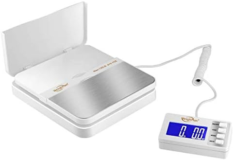 Weighmax 130Lb x0.1OZ Extended Display Digital Shipping Postal Scale, White